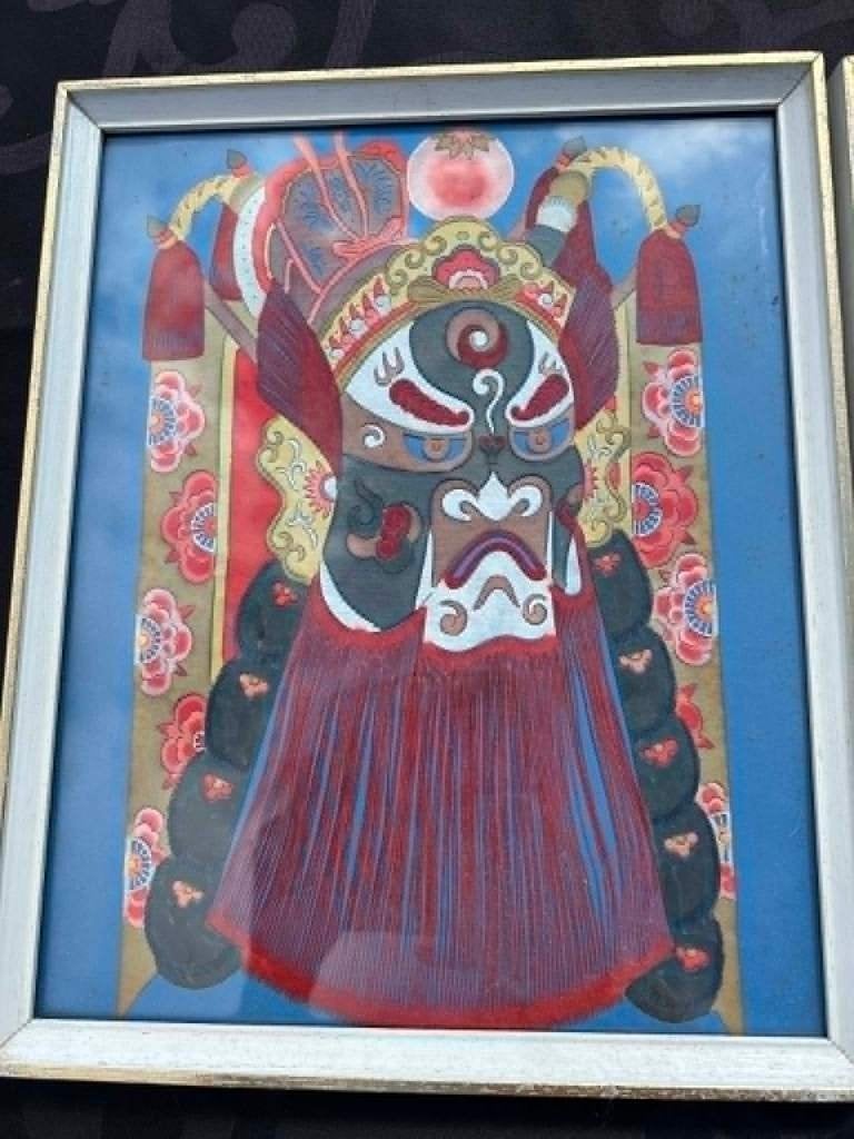 3 vintage ingelijste Peking operamaskers, Ophalen of Verzenden
