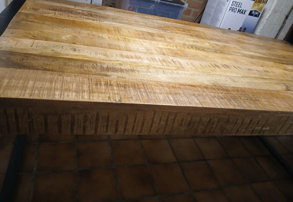 table salle a manger en bois traité, 150 à 200 cm, Enlèvement, Utilisé, Rectangulaire