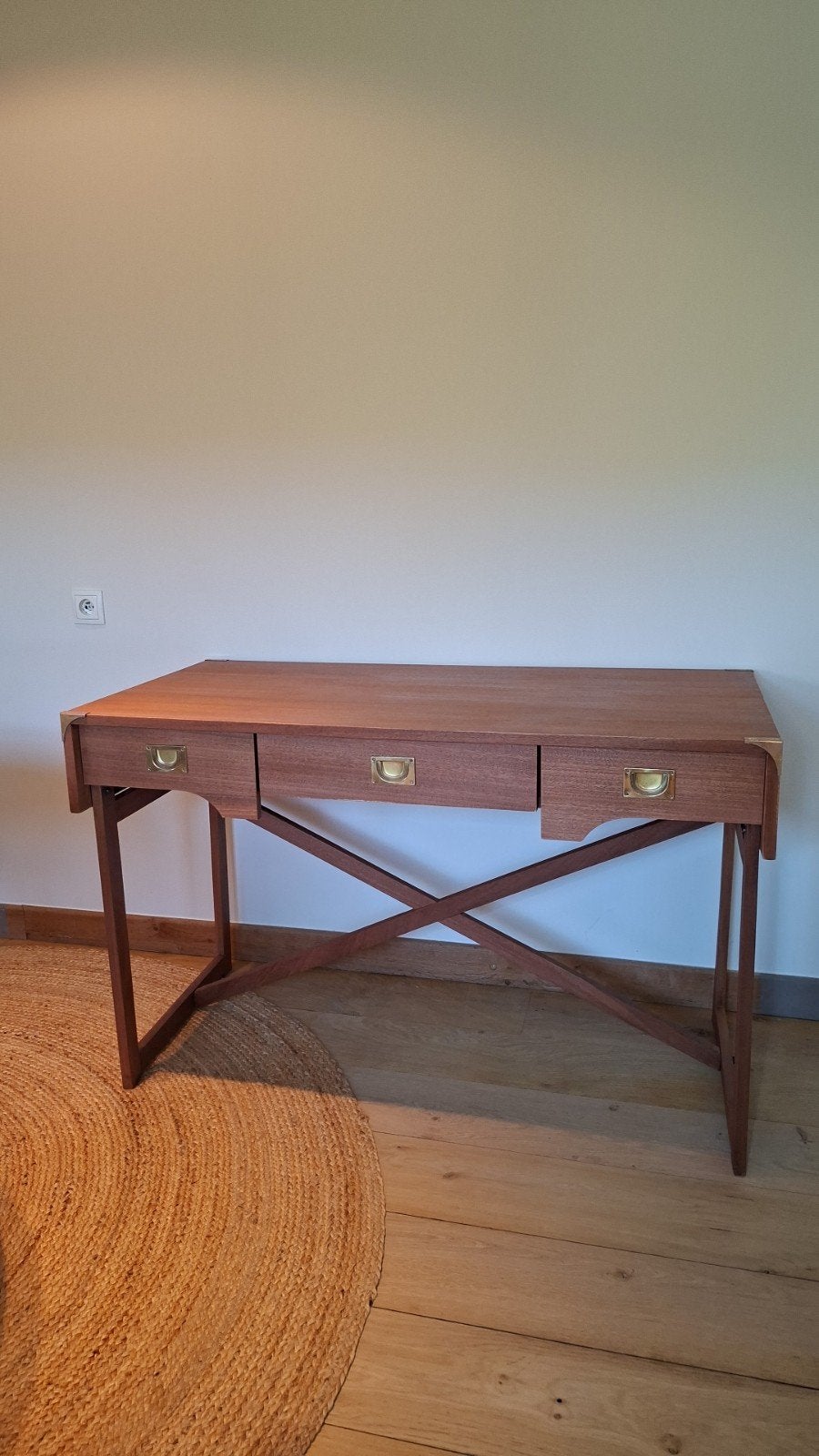 Vintage Campaign Bureau-Stijl Eichholtz/Gerestaureed, Maison & Meubles, Vintage, Enlèvement, Bureau gaming