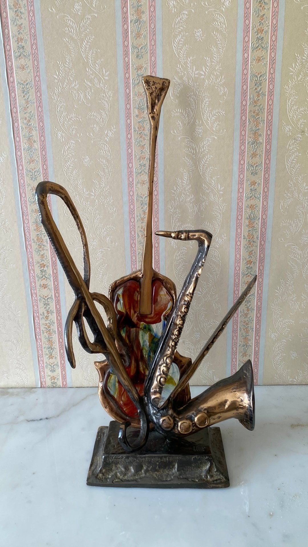 Yves Lohe: Sculpture in brons en glas, Antiek en Kunst, Ophalen, Brons