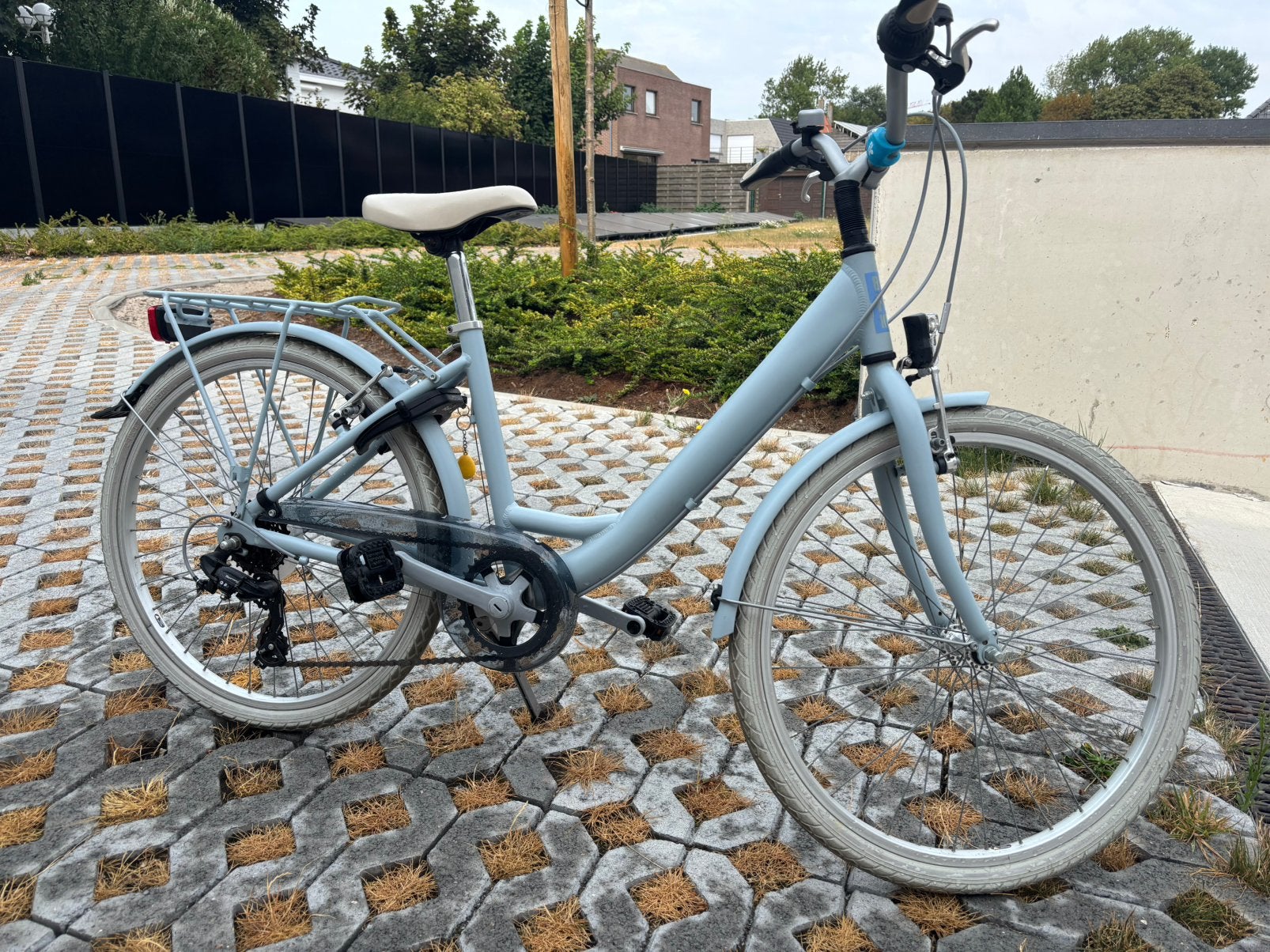 Meisjesfiets 24 inch lichtblauw mat, Fietsen en Brommers, Ophalen, Zo goed als nieuw, 24 inch, Versnellingen