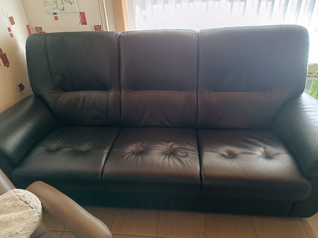 Zetel 3 personen, Huis en Inrichting, Ophalen, 100 tot 125 cm, Driepersoons, Leer