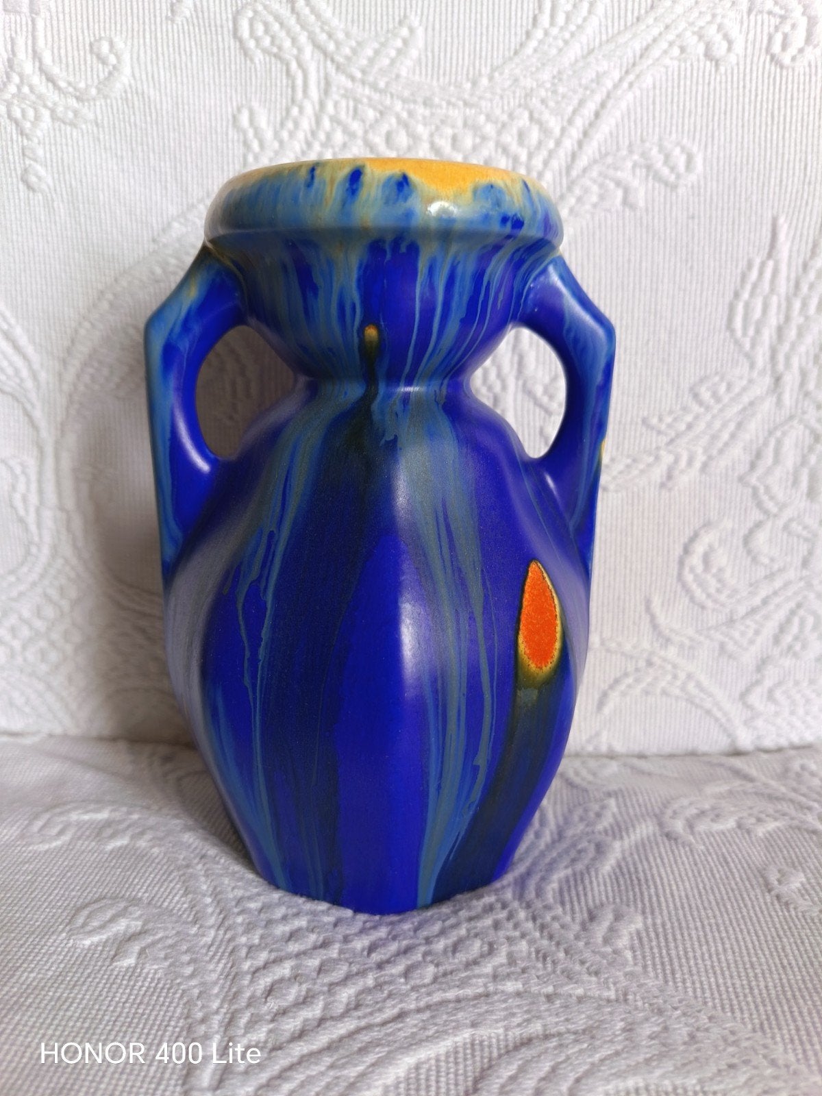 Vase ceramique art déco Thulin 1930s/16cm, Enlèvement ou Envoi