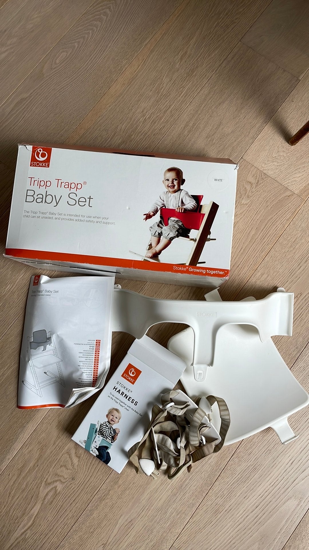 Stokke Tripp Trapp - babyset + harness, Enlèvement, Comme neuf