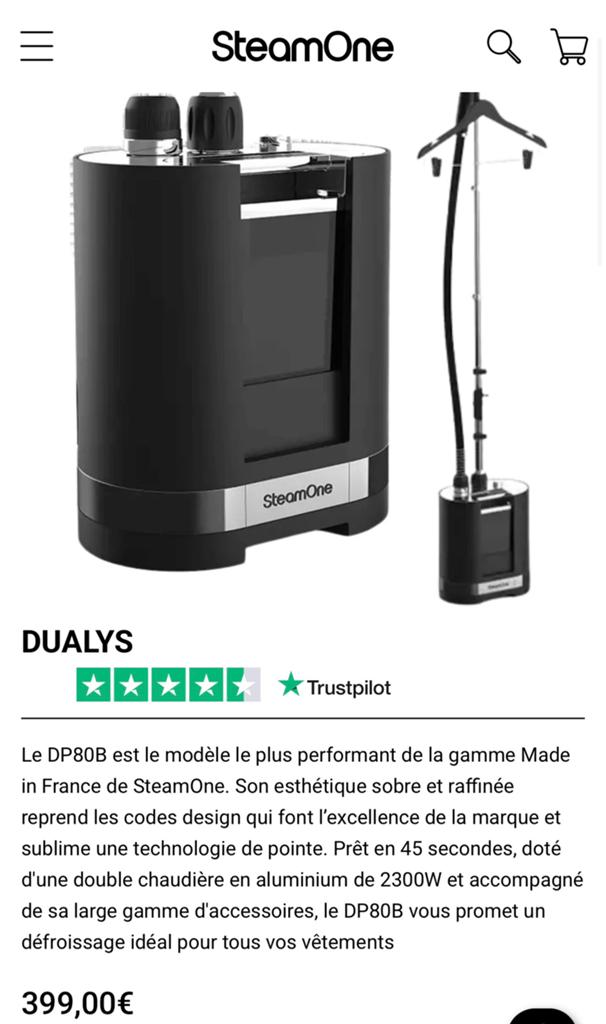 SteamOne Dualys kledingstomer, Enlèvement, Comme neuf, Défroisseur