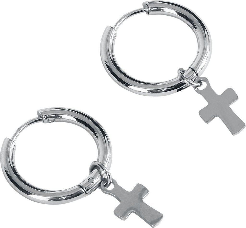 Boucles d'oreilles créoles + croix - neuves., Bijoux, Sacs & Beauté, Boucles d'oreilles, Neuf, Enlèvement ou Envoi, Autres matériaux