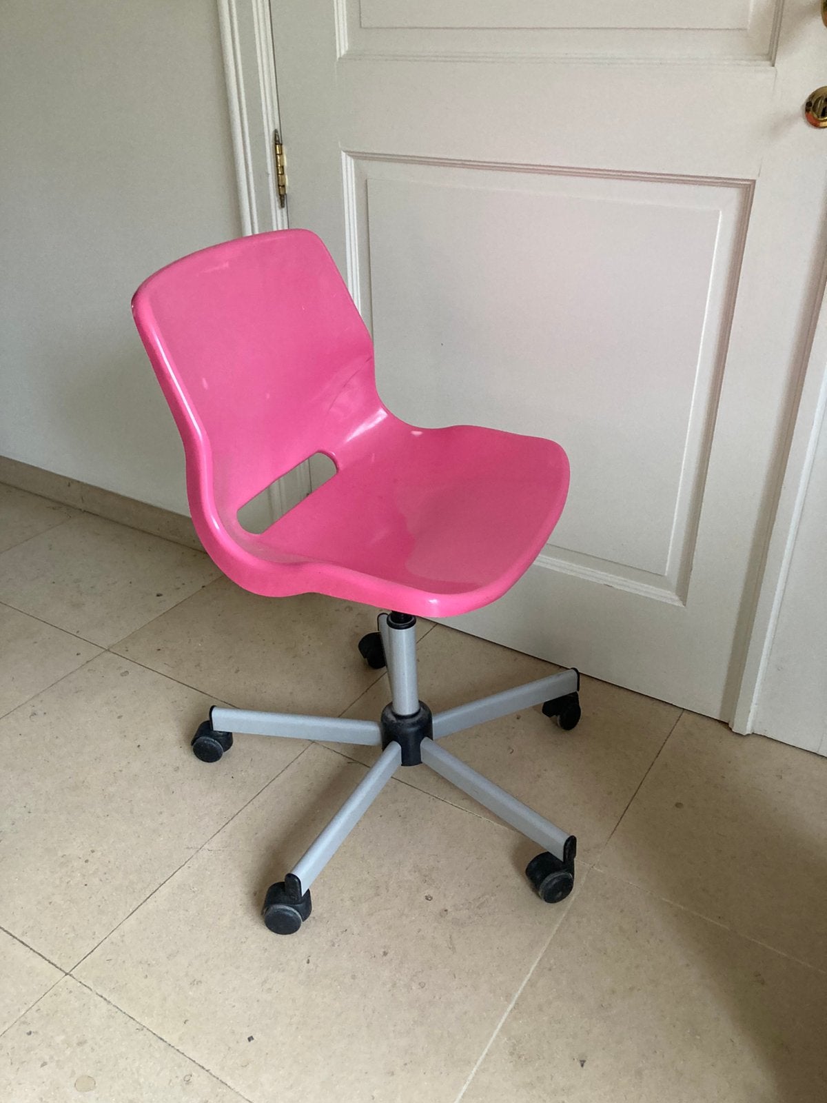 Bureaustoel, roze, plastic, IKEA, Huis en Inrichting, Ophalen, Zo goed als nieuw, Roze, Bureaustoel