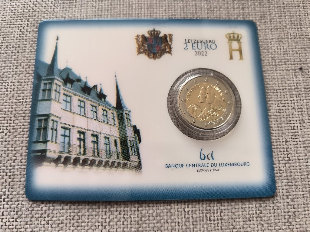 2 euro - Luxemburg - coincard - 2022 - Huwelijk Guillaume St, Postzegels en Munten, Munten | Europa | Euromunten, Ophalen of Verzenden