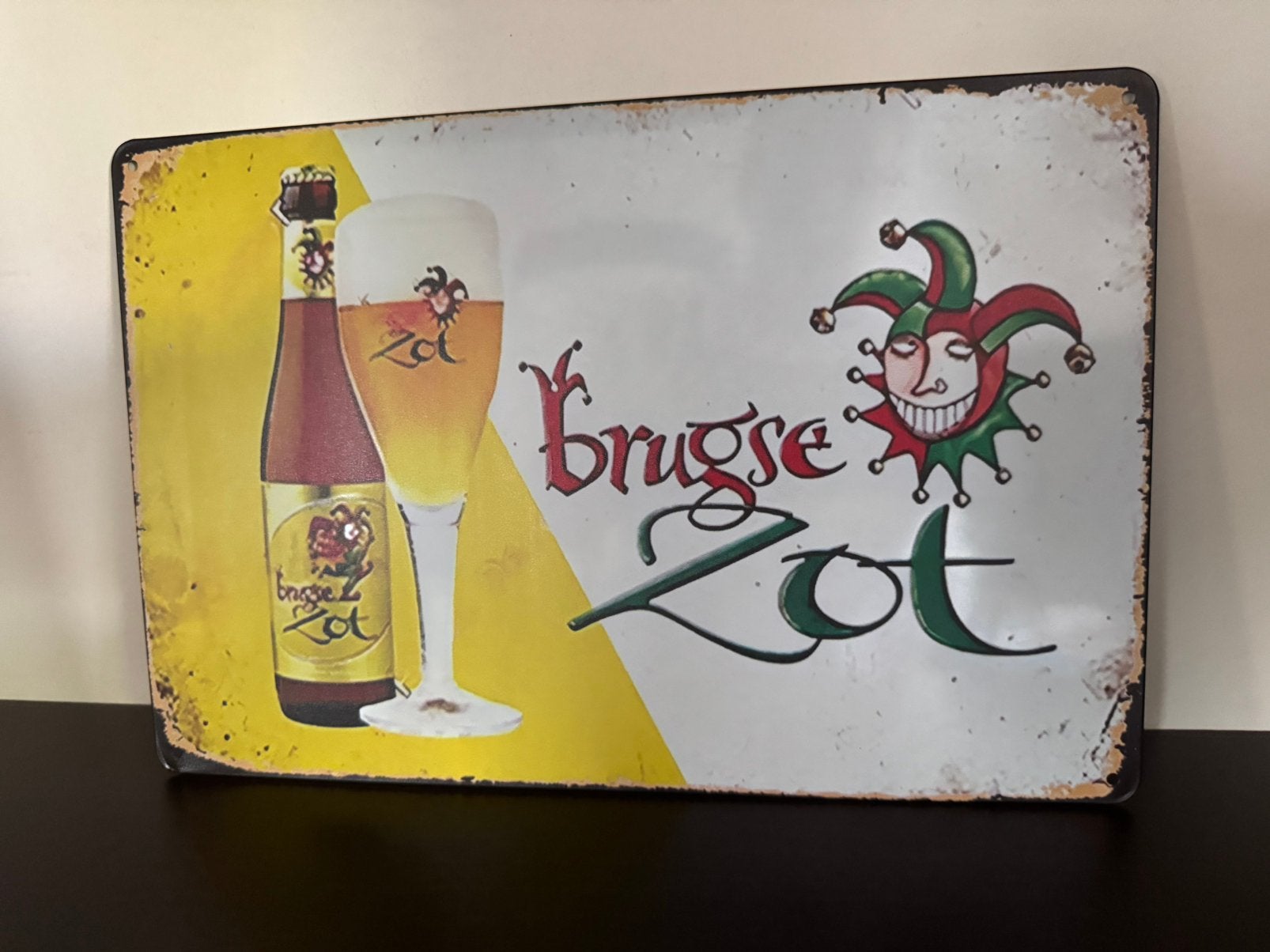Metalen reclamebord Brugse Zot, Verzamelen, Ophalen of Verzenden, Nieuw, Reclamebord, Plaat of Schild