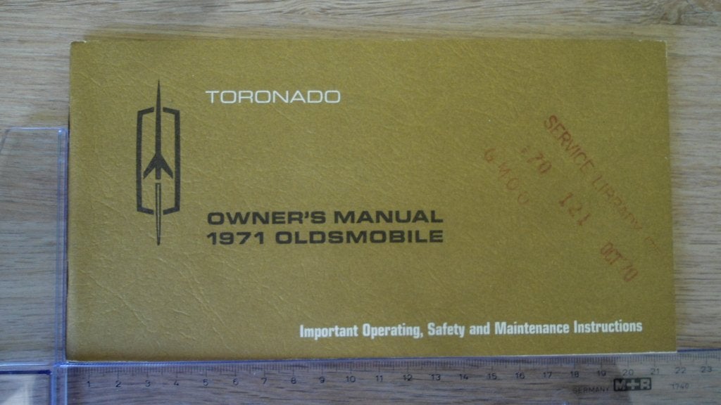 1971 Oldsmobile Toronado. First edition Owner's Manual., Autos : Divers, Modes d'emploi & Notices d'utilisation, Enlèvement ou Envoi