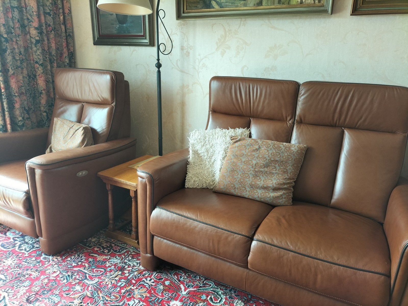 Ruime tweezit en relax in leder, Banc droit, Enlèvement, Utilisé, Cuir