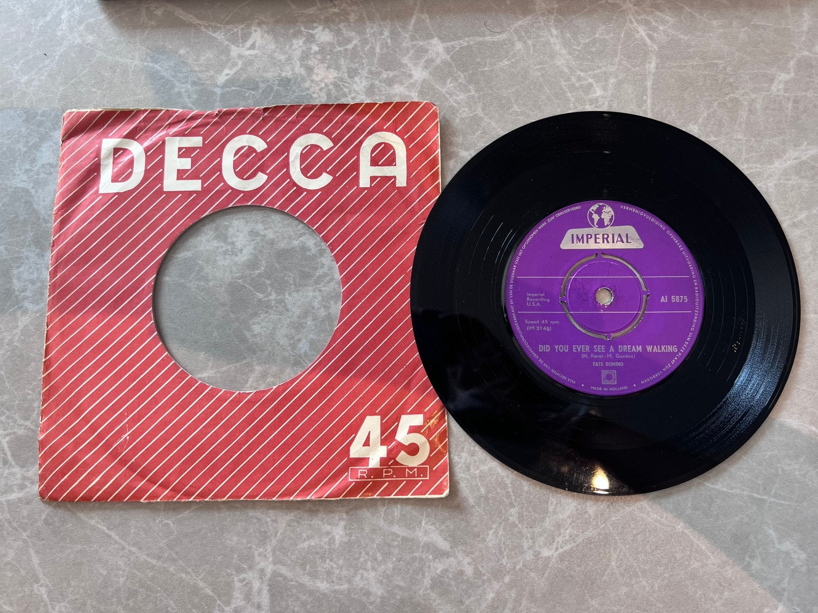 Vinyl 7" 45RPM Fats Domino, Ophalen of Verzenden, Gebruikt, 7 inch