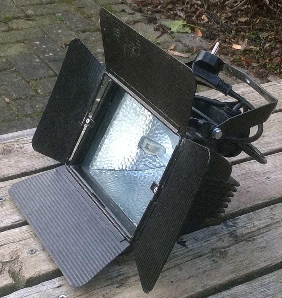Bouwlamp 500 Watt met barndoor, Ophalen of Verzenden, Gebruikt, 500 watt of meer, Lamp met armatuur