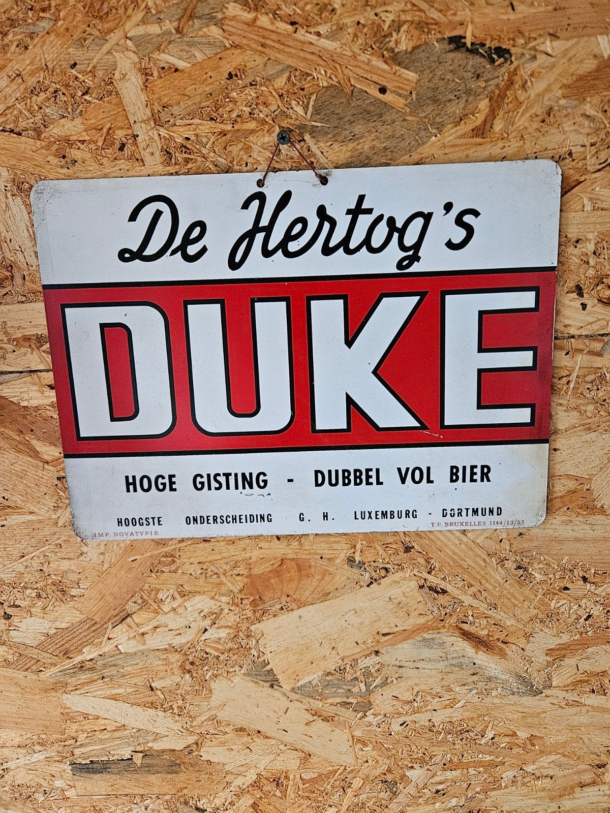 Oud reclamebord brouwerij de hertog Deurne, Verzamelen, Biermerken, Ophalen of Verzenden