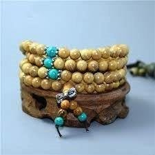 Mala van teakhout en Turkoois, Collections, Religion, Enlèvement ou Envoi, Neuf, Bijoux, Bouddhisme