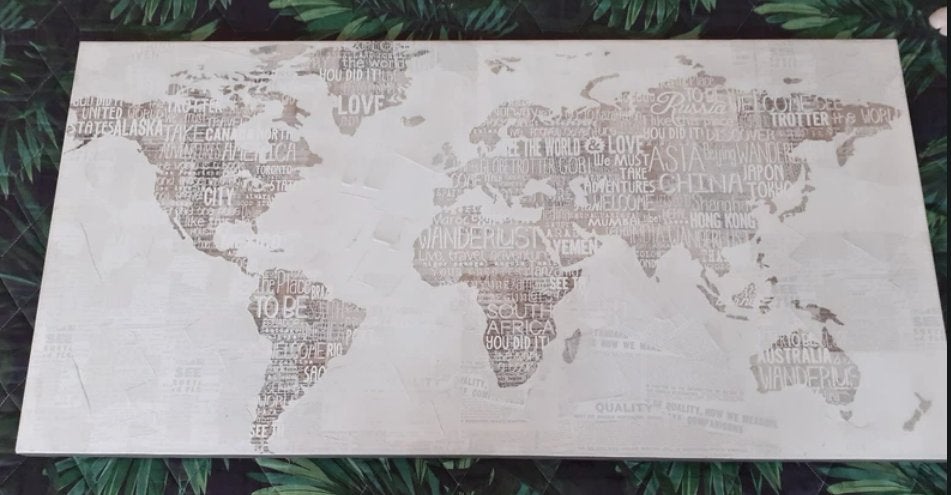 Toile carte du monde - maison du monde, Beige, Moderne, Tableau, Comme neuf
