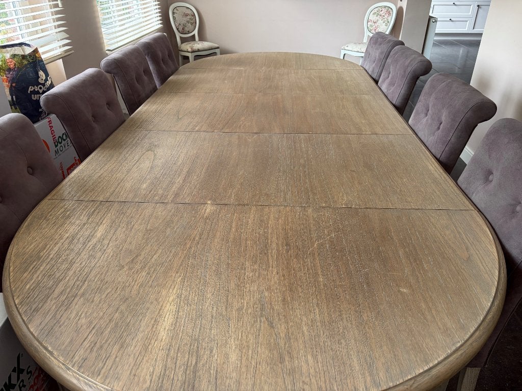 Uitschuifbare Ovale Eettafel (Eiken) + 8 Stoelen - Sarah Mo, Ophalen, 100 tot 150 cm, Eikenhout, 200 cm of meer