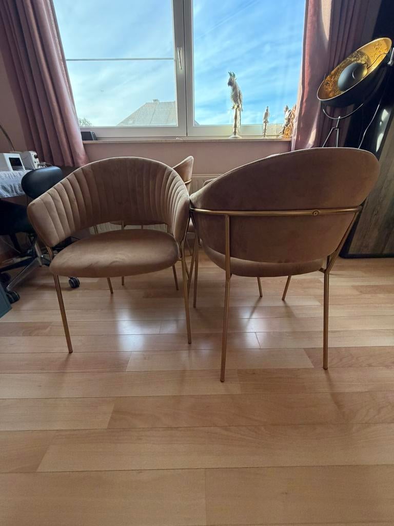 Okergele/ goude stoelen, Huis en Inrichting, Stoelen, Ophalen, Zo goed als nieuw