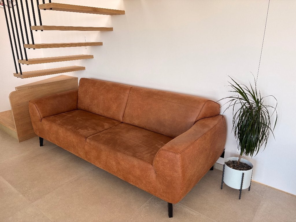 Fauteuil en cuir, Ophalen, Cuir brun, Rechte bank, Minder dan 150 cm
