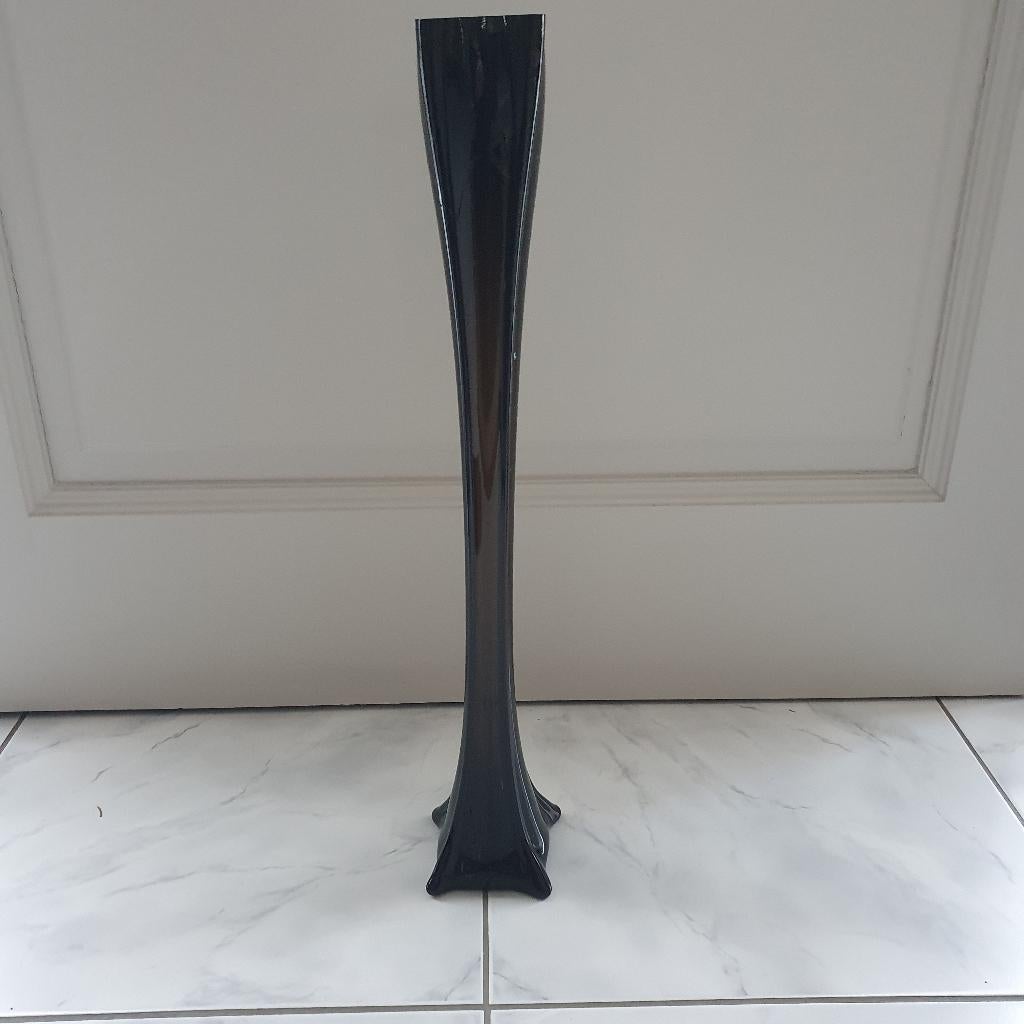 Zwarte glazen vaas, Maison & Meubles, Accessoires pour la Maison | Vases, Comme neuf, Verre, Enlèvement, 50 à 75 cm
