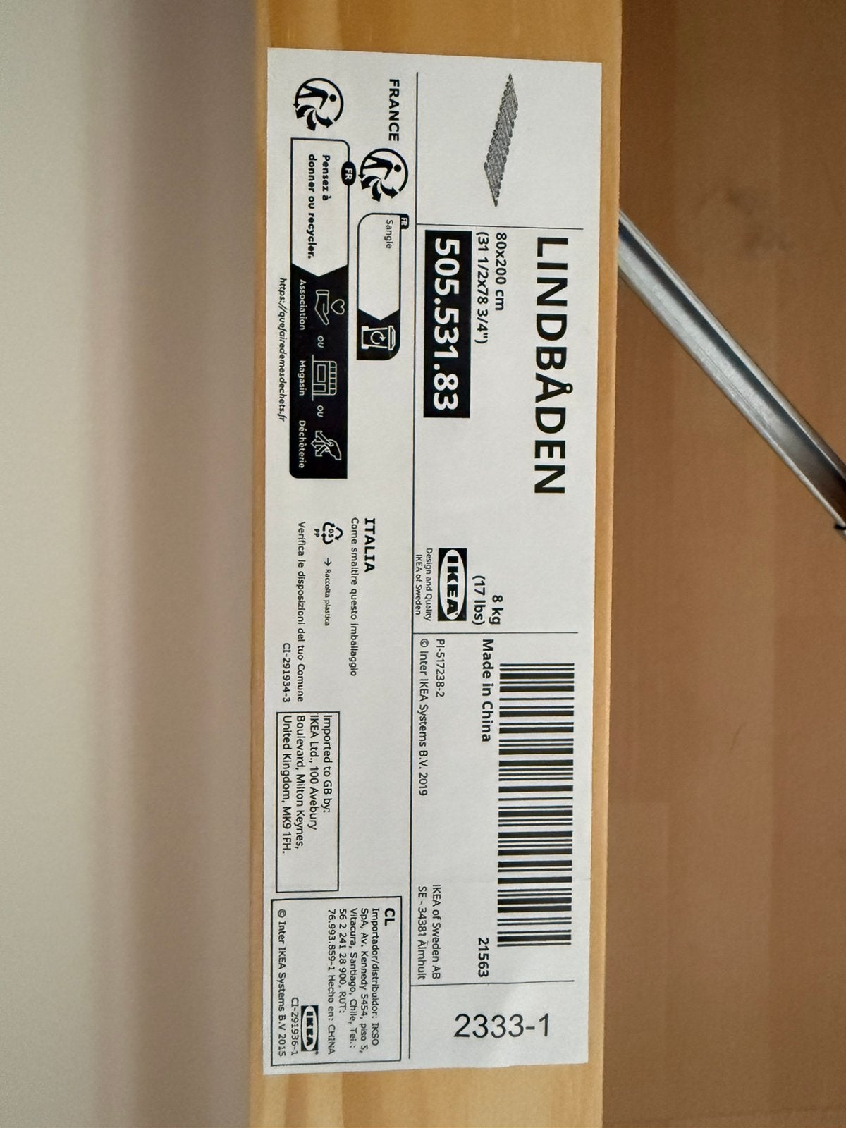 2 sommiers à lattes IKEA LINDBÅDEN, Enlèvement, Comme neuf, 200 cm, Sommier