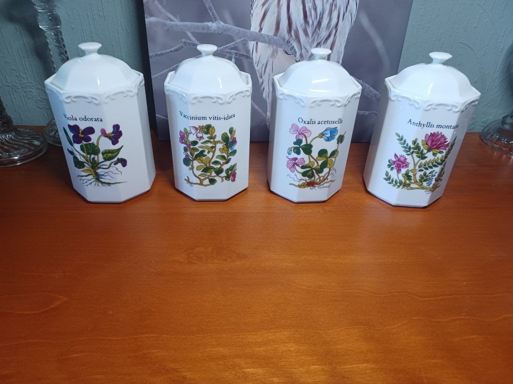 4x Grote vintage botanische voorraadpotten, Ophalen of Verzenden