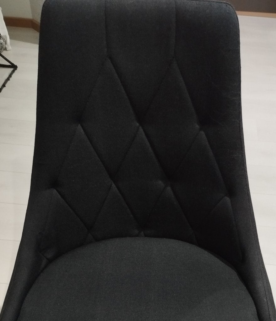 4 zwarte stoffen stoelen, Huis en Inrichting, Ophalen, Gebruikt, Zwart, Vier