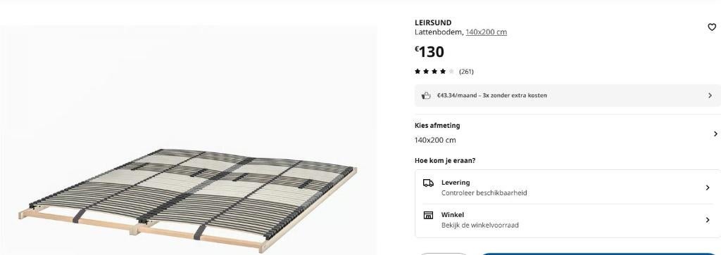 lattenbodem LEIRSUND 140x200(NIEUW), Huis en Inrichting, Slaapkamer | Matrassen en Bedbodems, Ophalen, Nieuw, 140 cm, Bedbodem
