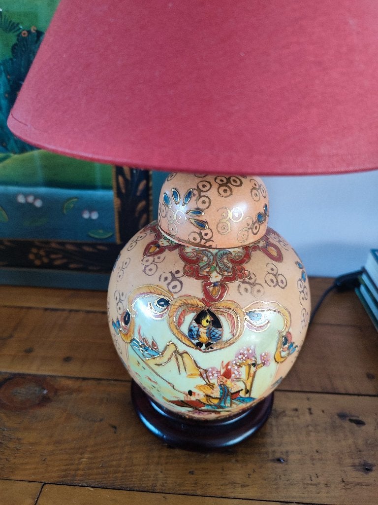 Pot à gingembre chinois, superbe lampe de table, Antiquités & Art, Art | Art non-occidental, Peint, Pierre/céramique, Chine, 32 cm
