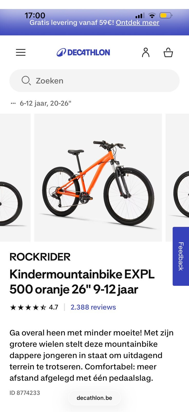 Rockrider, Vélos & Vélomoteurs, Enlèvement ou Envoi, Comme neuf
