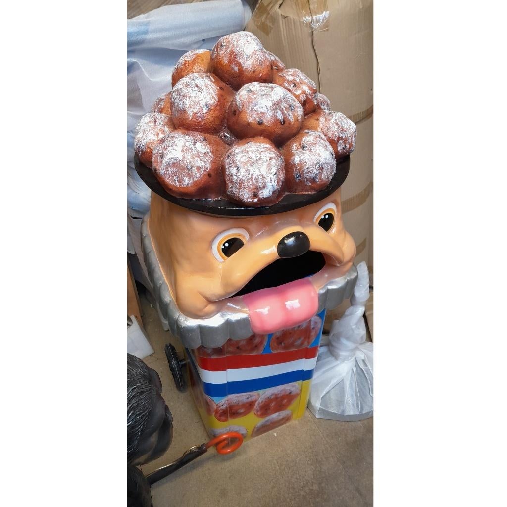 Oliebollen afvalbak – Oliebol 50x 50x130 cm Verrijdbaar, Ophalen, Nieuw