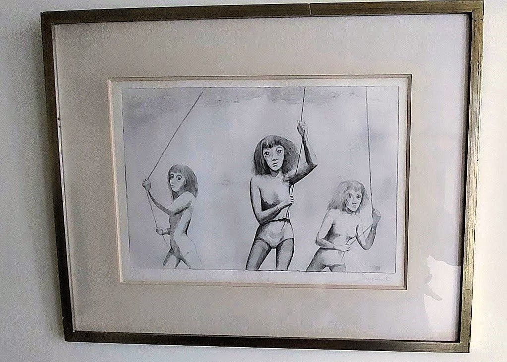 Roland Devolder - ets - "drie meisjes vliegeren - Nr/get, Antiek en Kunst, Origineel, Ophalen of Verzenden, 53 cm, 33 cm