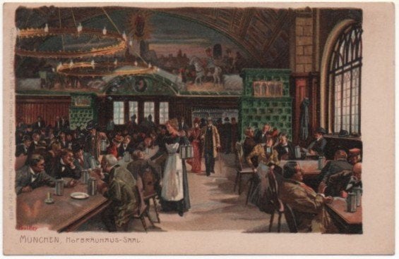 MÛNCHEN - HOFBRÄUHAUS SAAL, Verzamelen, Postkaarten | Themakaarten, Ophalen of Verzenden, 1920 tot 1940, Ongelopen