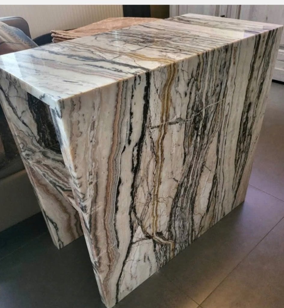 Salontafel of als bijzettafeltje van Volle Marmer, Ophalen, Overige materialen, 55 tot 75 cm, Zo goed als nieuw