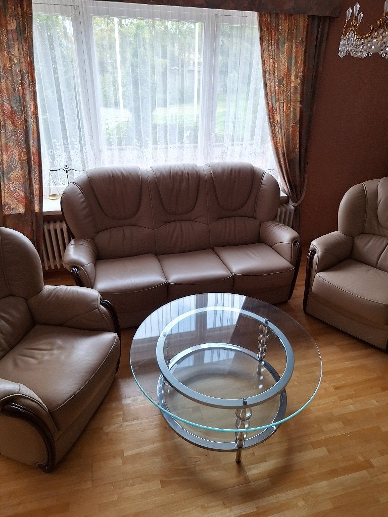 Salontafel glas, Huis en Inrichting, Ophalen, Gebruikt, Rond, Glas