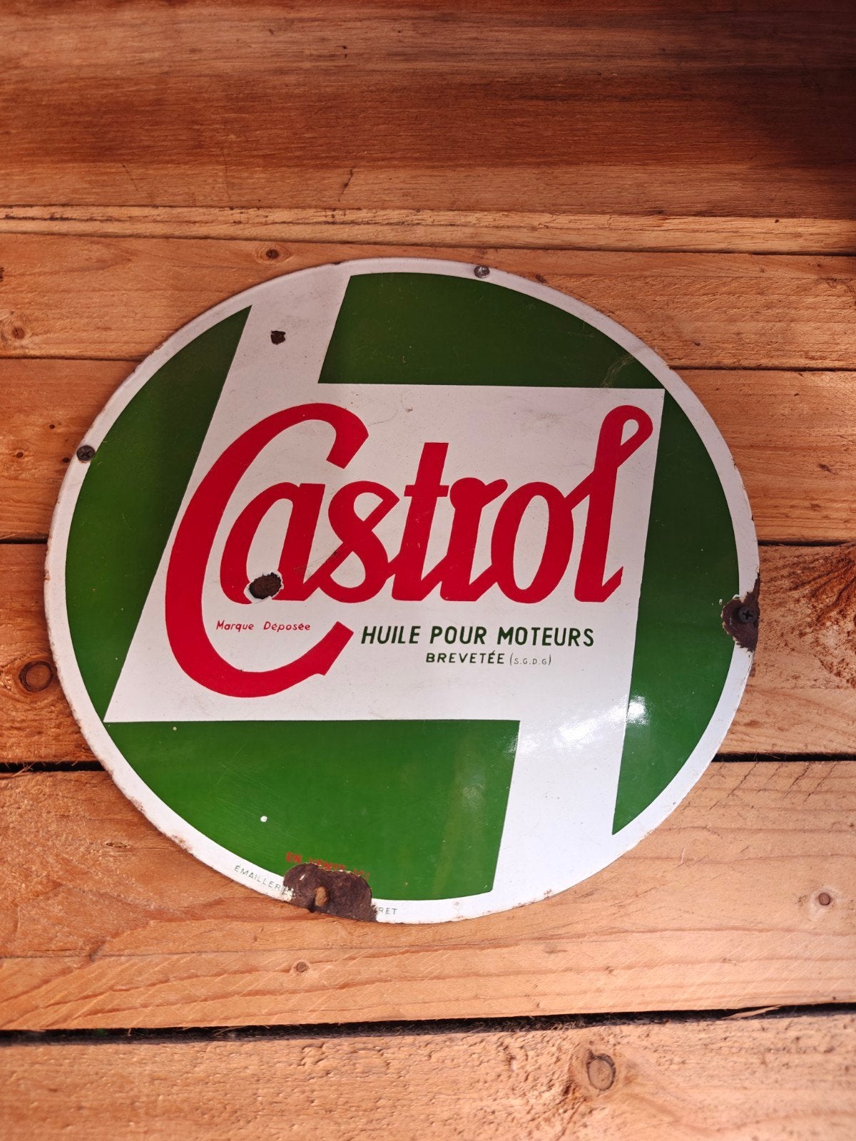 Castrol emaille bord 34cm, Verzamelen, Ophalen