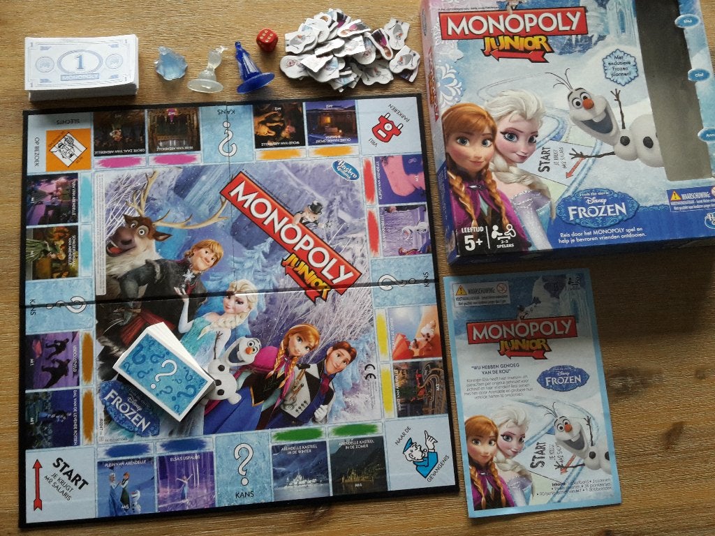 Monopoly Junior Frozen, als nieuw, 2-3 spelers, 5+, + promo, Ophalen of Verzenden, Zo goed als nieuw, HASBRO