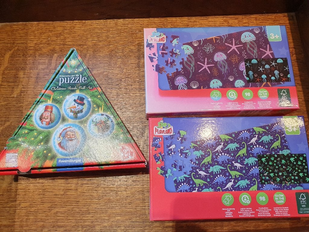 6 puzzels 3D en Glow in de dark, Enlèvement, 10 à 50 pièces, Comme neuf, 4 à 6 ans