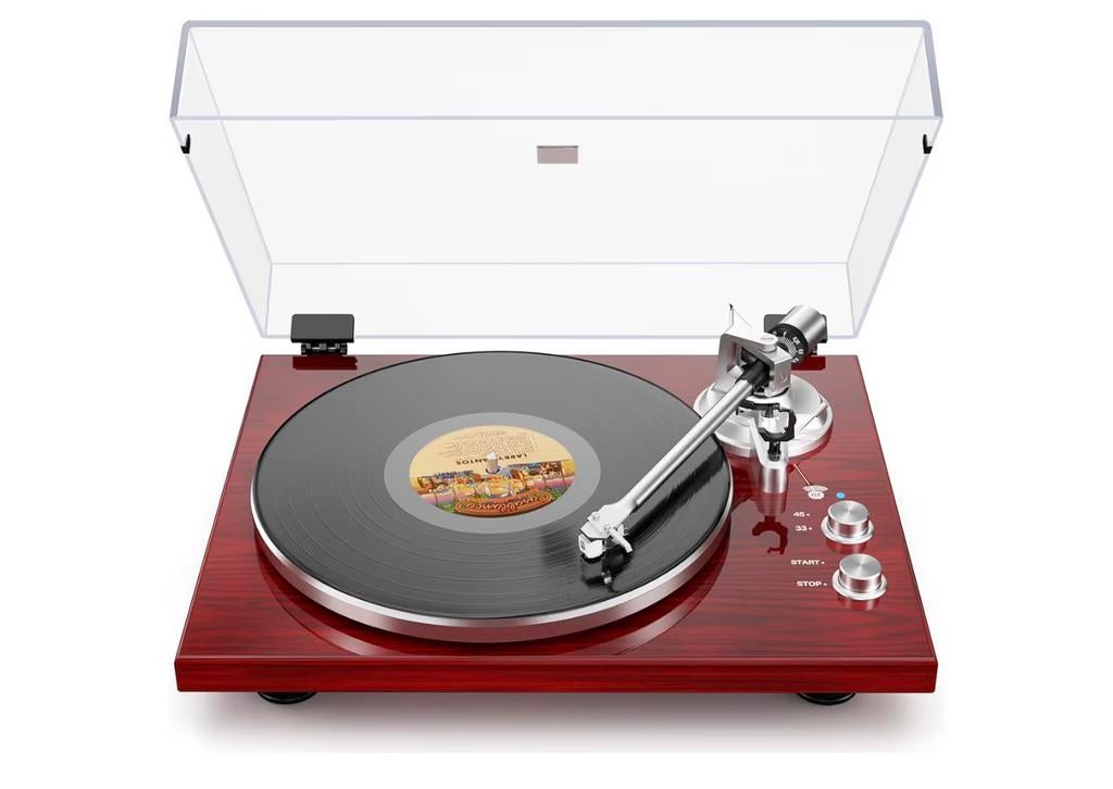 platine vinyles Bluetooth vintage bordeaux, Autres marques, Tourne-disque, Comme neuf, Enlèvement