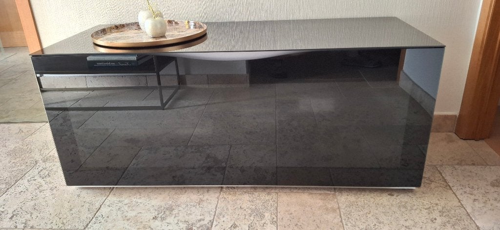 TV meubel, Huis en Inrichting, Kasten |Televisiemeubels, Ophalen, 100 tot 150 cm, Zo goed als nieuw, Glas