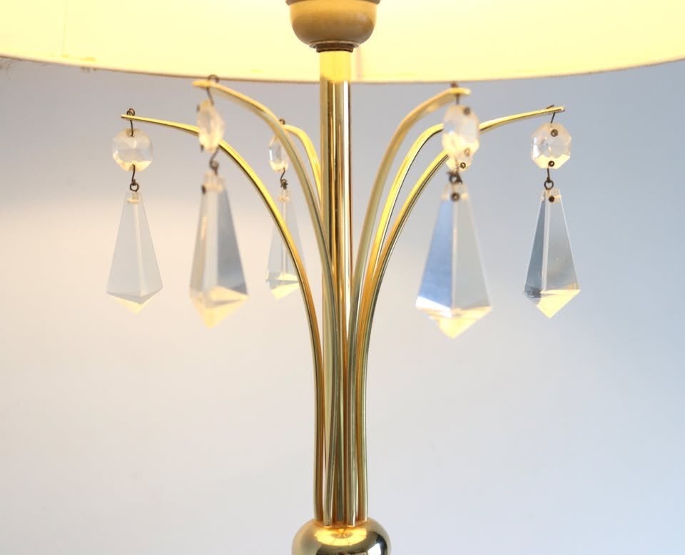 Vintage Deknudt tafellamp kristallen pegels / Regency lamp, Ophalen, Glas