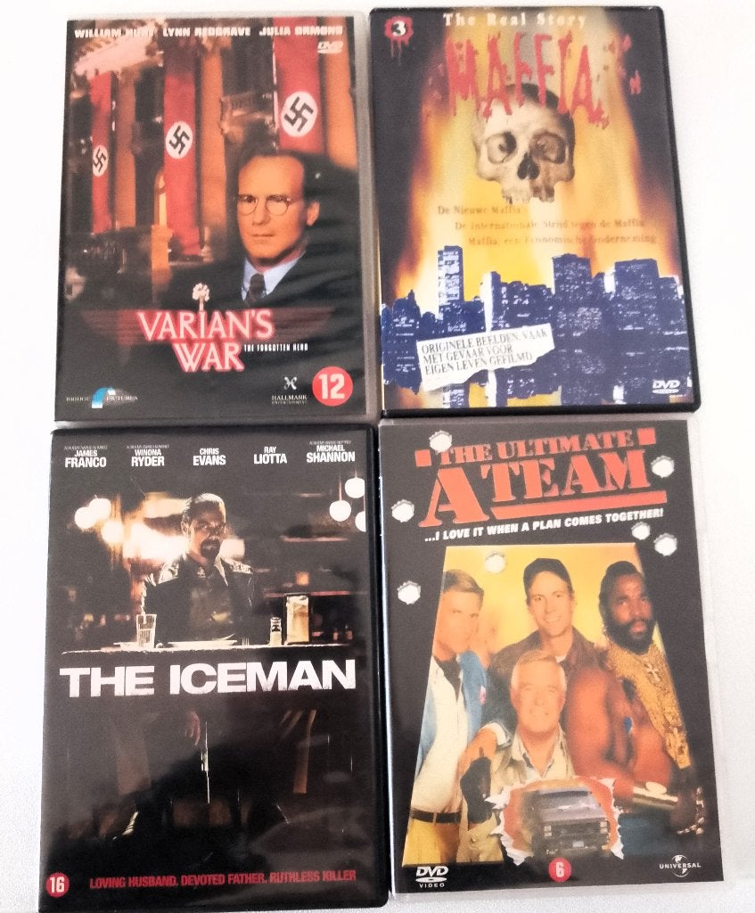 4x dvds (actie / drama / oorlog) alles samen 4 €, Action, Anglais, Enlèvement, Néerlandais