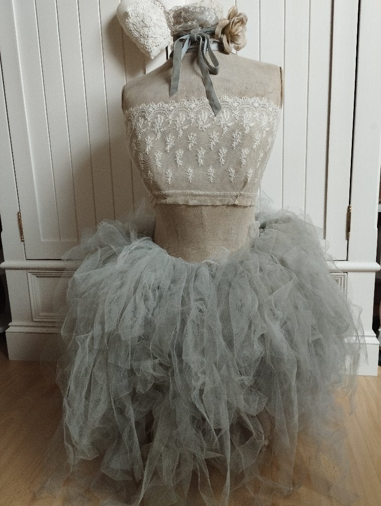 Prachtige buste antieke paspop tule rok antiek corset, Ophalen of Verzenden