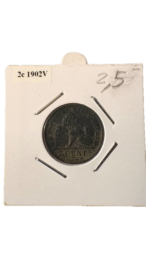 LEOPOLD II: 2 cent 1902V (1), Ophalen of Verzenden