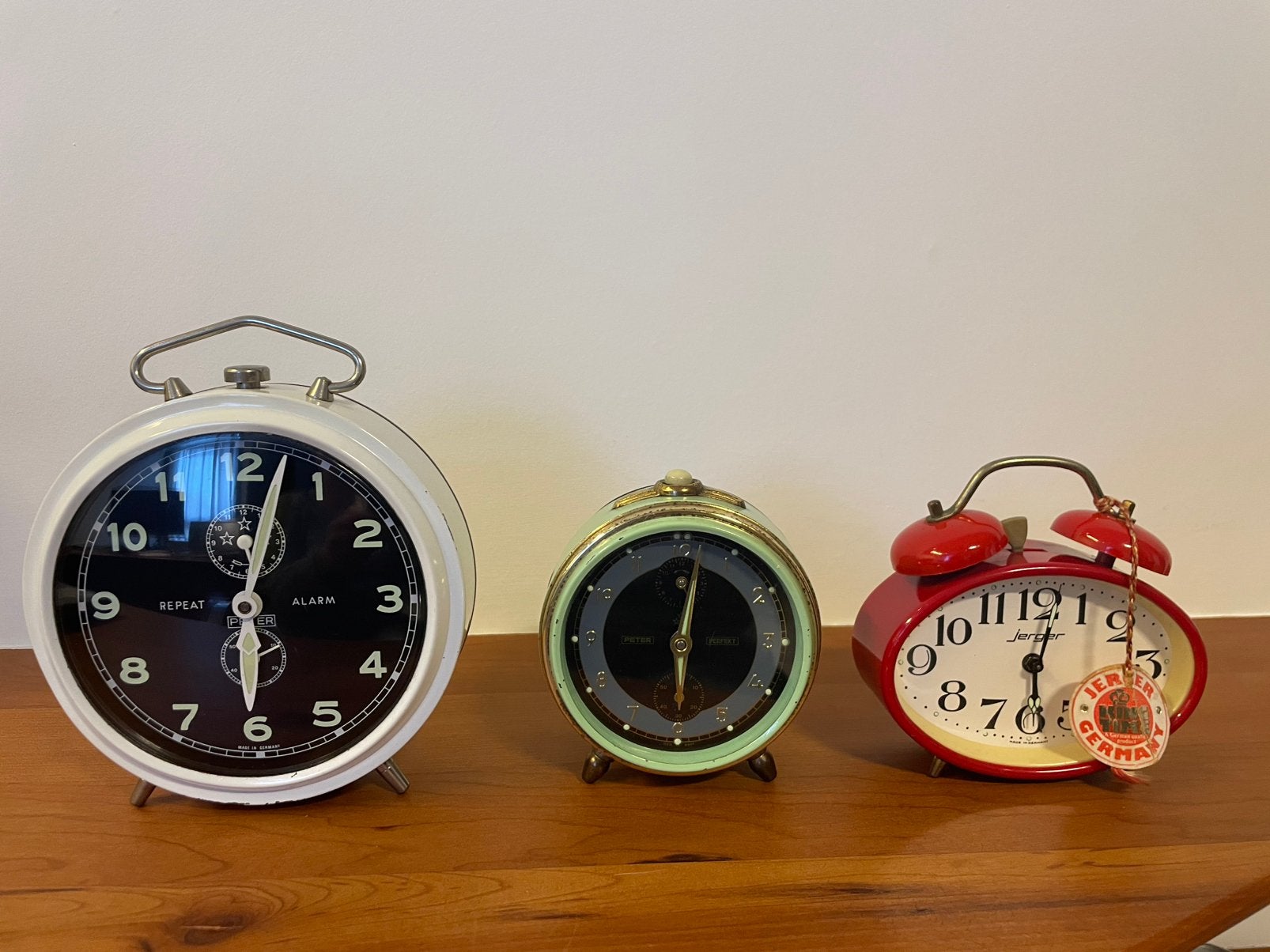 set van 3 vintage mechanische wekkers (Duitsland) – Werkend!, Enlèvement, Comme neuf