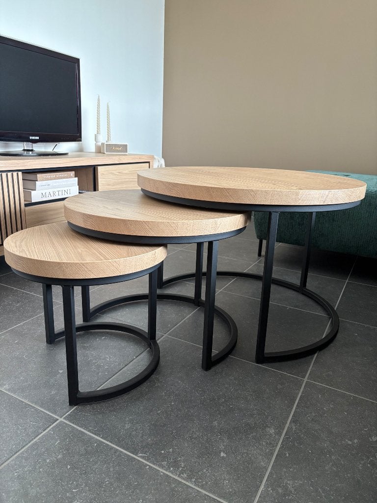 Salontafel set van 3, Ophalen, Rond, Nieuw, 50 tot 100 cm