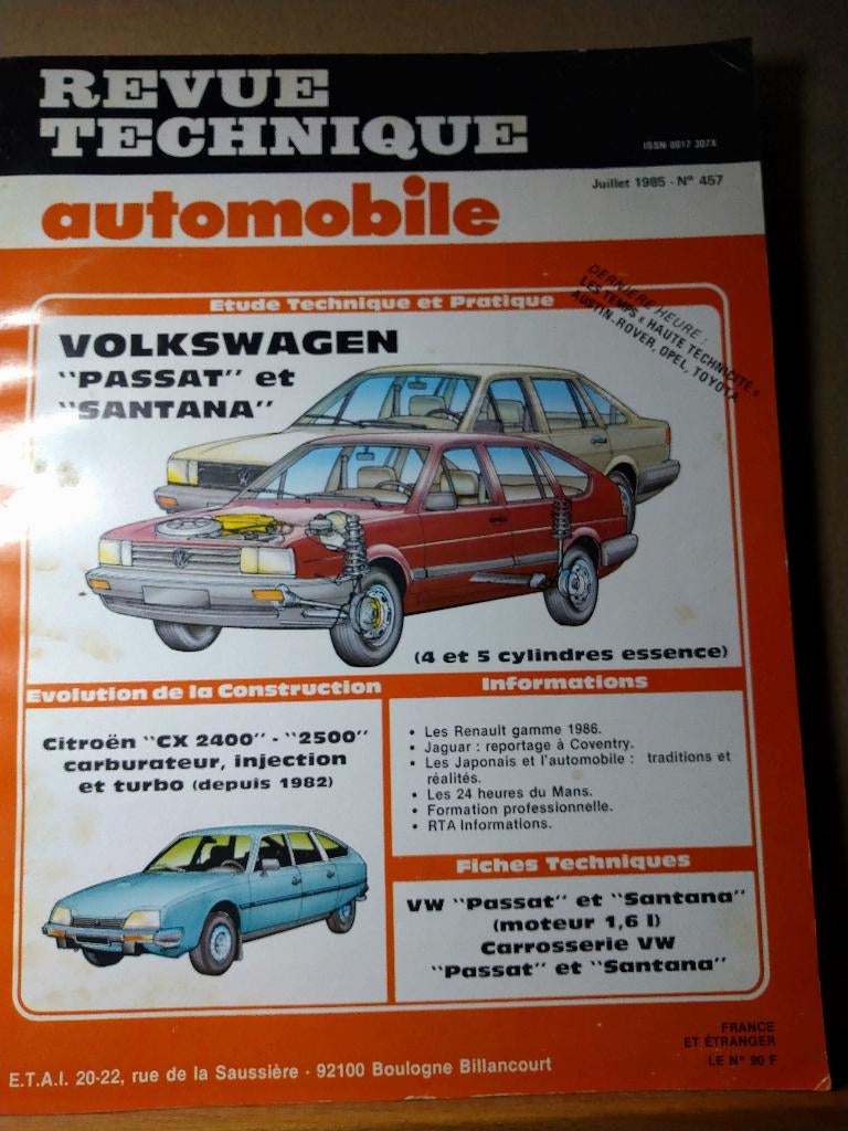 RTA 457 - VW Passat - Santana - juillet 1985, Enlèvement ou Envoi