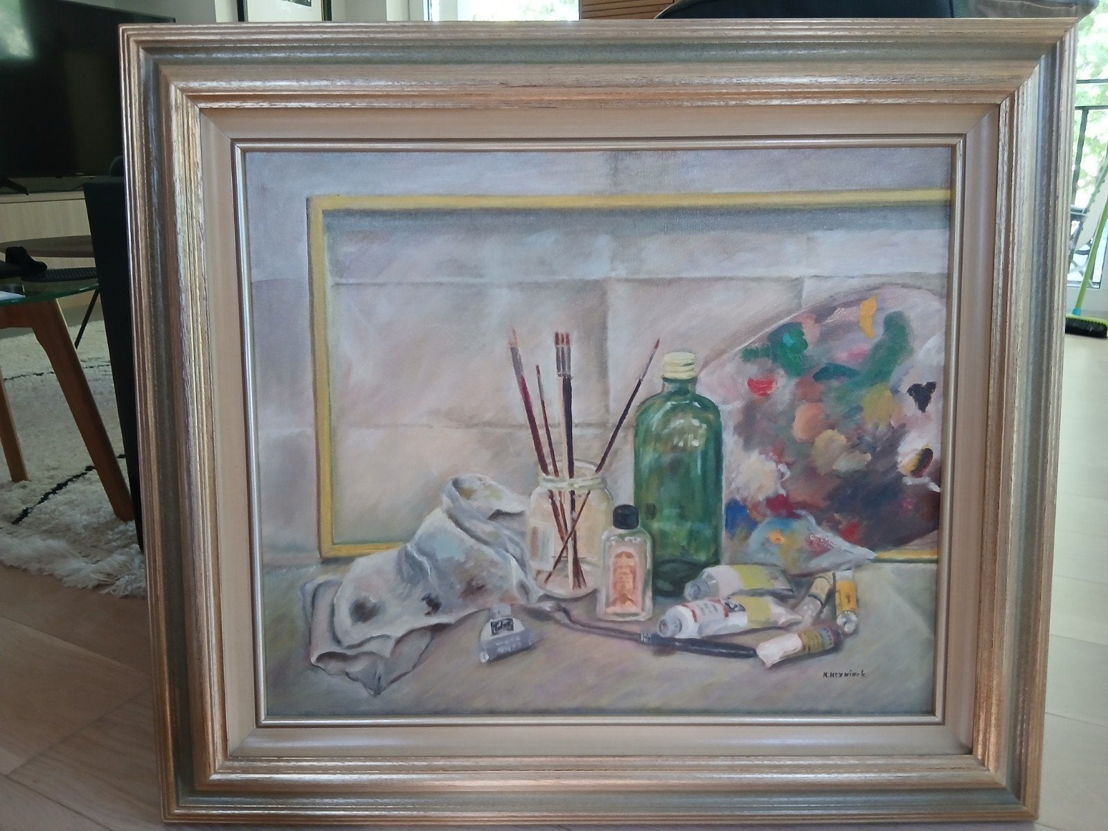Mooie schilderij met mooie kader, Antiek en Kunst, Ophalen