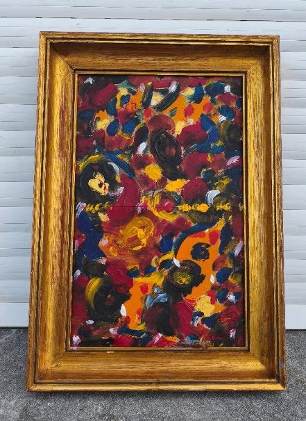 Huile sur carton abstrait, Antiek en Kunst, Kunst | Schilderijen | Klassiek, Ophalen of Verzenden, Abstract