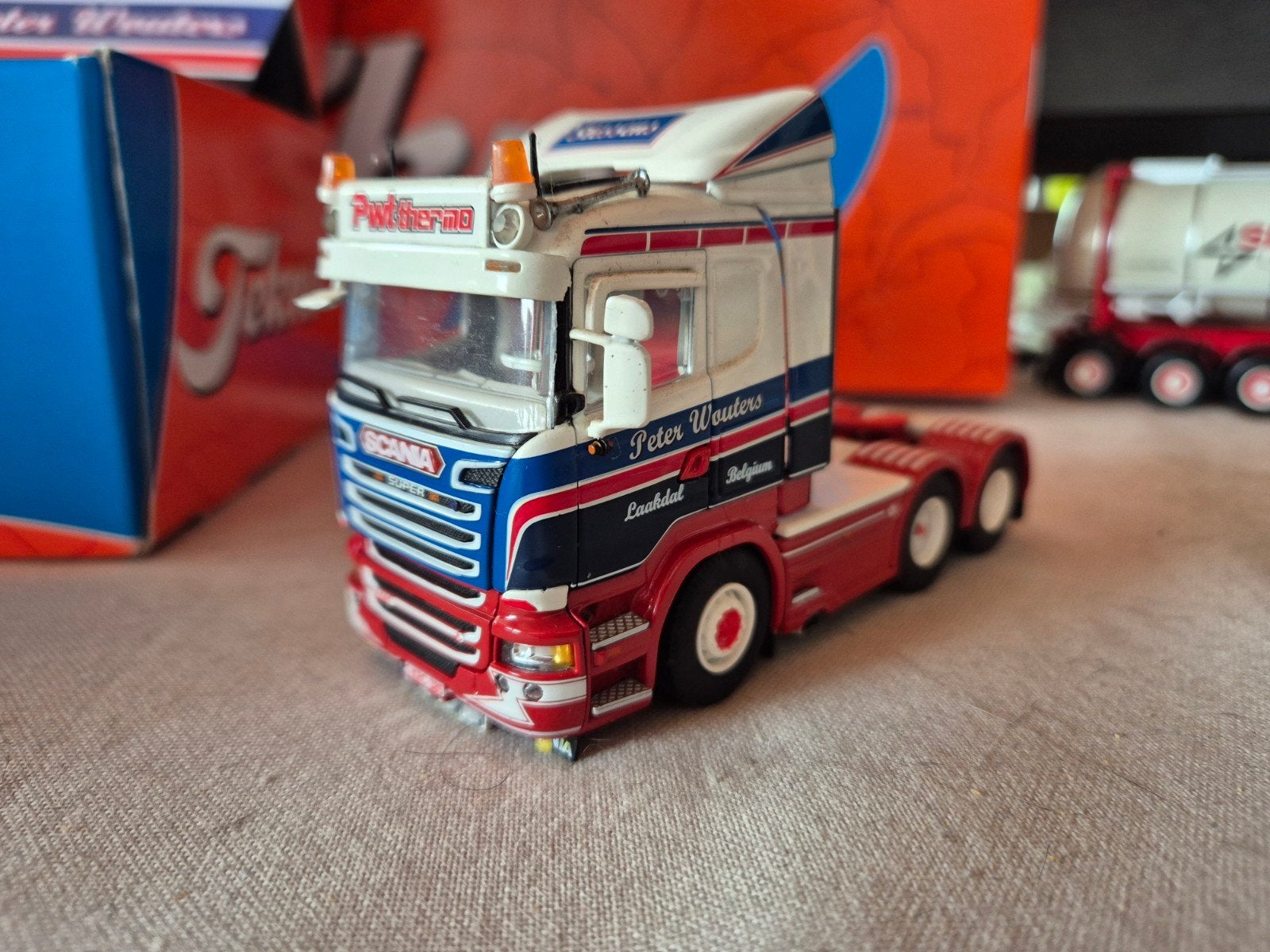 Tekno 1 50 Scania Peter Wouters Stessens, Ophalen of Verzenden, Zo goed als nieuw, Bus of Vrachtwagen, Tekno